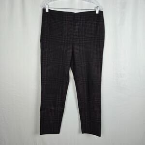 Alfani Comfort Waist Pants Women's Size 12 Purple & Black Houndstooth Skinny Leg